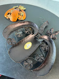 Pair of Metallic Metal Hanging Pumpkins