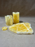 4 Piece Honeycomb Calcite Candle Holders And Honeycomb Calcite Slabs