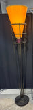 (B) Postmodern Sculptural Metal Torchiere Floor Lamp with Purple Orb Accent & Dimmer (WORKS)