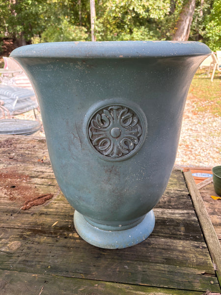 E-Large Teal Fiberglass Planter
