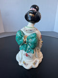 Japanese Porcelain Geisha Figurine with Floral Kimono