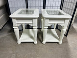 Pair of Cream Tone & Glass End Tables