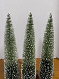 Skinny Bottlebrush Flocked Christmas Trees With Wooden Base- With Tags - Pier 1 - Set Of 3 (A)