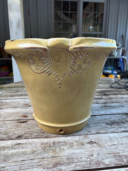C-Yellow Glazed Terracotta Planter Saucer