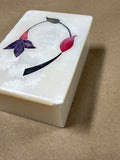 Floral Inlaid Stone Rectangle Trinket Box