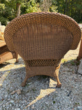 B-All Weather Wicker Chair Pair and Ottoman w/Sunbrella Fabric Cushioms