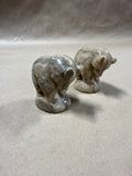 Pair Of Marble Bear Cub Figurines