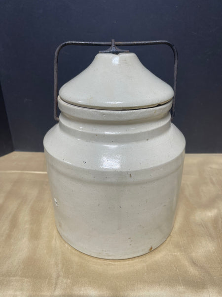 Vintage Large Pottery Jar with Locking Lid, *See Description