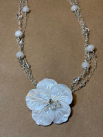 White/Silver Necklace with Flower Pendant - THREE AVAILABLE PRICED INDIVIDUALLY $18 EA