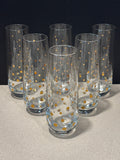 Set of Six Stemless Champagne Glasses with Gold Dots