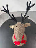 Wool Felt Reindeer Bust Wall Mount