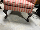 Henredon Stripe Wingback Chair With Arm Covers