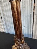 Pair of Bronze Look Ornate Pacific Rim Candlesticks with Pillar Candles