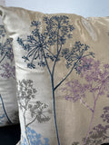 Pair of Champagne Throw Pillows with Multicolored Dandelions