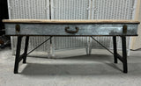 Rustic Farmhouse Galvanized Tin Accented Suitcase Bench