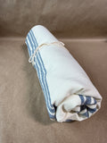 Cream Table Runner With Blue Stripes By Pottery Barn