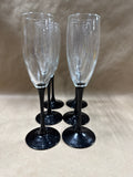 Set Of 6 Black Stemmed Champagne Flutes