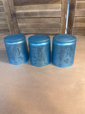 Set Of 3 Frosted Blue Floral And Butterfly Tea Light Candle Votives With Battery Operated Tea Light Candles By Valerie Parr Hill // 2 Sets Available // *** PRICED INDIVIDUALLY ***