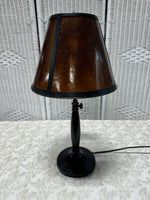 Oiled Bronze Tone Metal Lamp with Amber Colored Shade (WORKS)