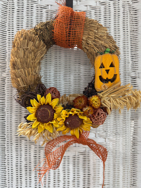 Halloween Faux Floral Straw Wreath