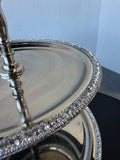 Globe Exports Corporation India 2 Tier Silver Tone Deer Server with Rhinestone Accents