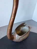 Bronze Tone Brass Large Vintage Swan Planter