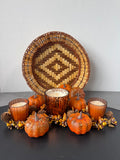 Autumn Basket with Candles & Faux Pumpkins