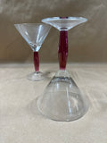 Pair Of Amethyst Stemmed Glass Martini Glasses