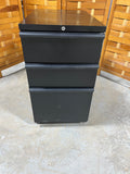 C- Black Metal 3 Drawer Cabinet, No key, 2 Available, PRICED INDIVIDUALLY, $45