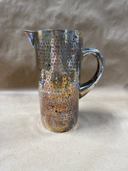 Heavy Hammered Silverplate Water Pitcher