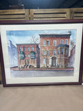 Original Watercolor of Brick Row Houses Signed; Thomas Malloy 81’