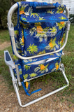Blue Pineapple Tommy Bahama Back Pack Low Sitting Beach Chair with Pillow & Cooler Pocket
