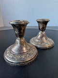 Pair of Gorham Sterling Silver Embossed Weighted Candlesticks