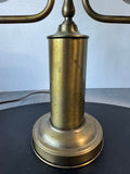Brass Vintage Double Arm Student Lamp with Green Metal Tole Shades (WORKS)