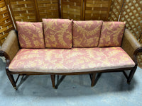 Cane Sofa on Casters with Cushions