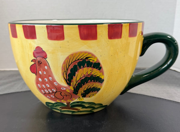 Baum Bros. Red Check Rooster Ceramic Coffee Mug Shaped Planter