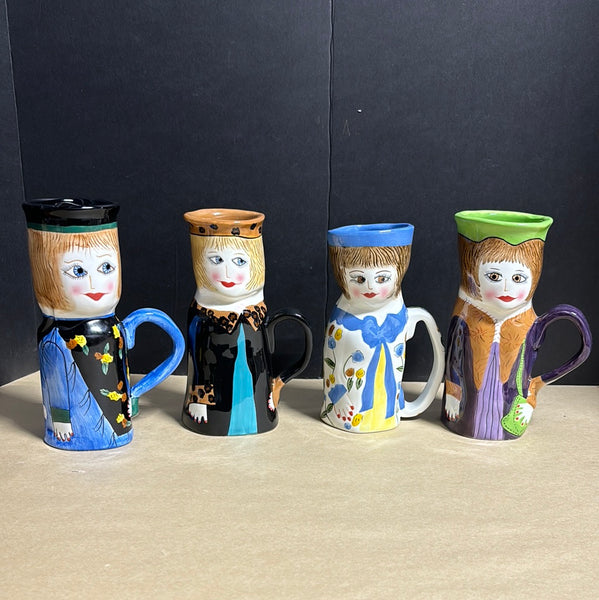 Set Of 4 Susan Paley By Ganz Collectible Handpainted Pottery Mugs