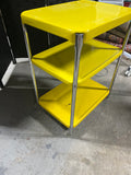 Vintage Mid Century Style Yellow Metal Rolling cart with Power Cord/Plug