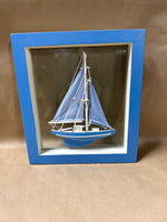 (A) 3D Blue Sail Boat In Blue Frame