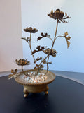 Vintage Bronzed Metal Flower Candelabra