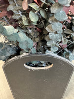 Dried Eucalyptus Arrangment in Faux Black Leather Bin