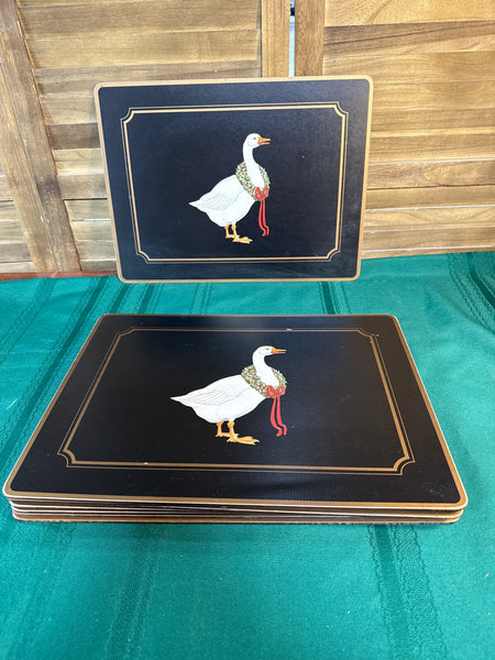 Set Of 8 Christmas Geese Placemats With Cork Back