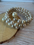 Faux Champagne Pearl Wire Wrap Bracelet