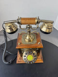 Siecle Collection French Style Floral Embossed Metal & Wooden Rotary Phone