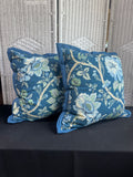 Pair of Artelier by Nicole Miller Blue Floral Throw Pillows