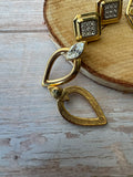 Trio of Vintage Gold Tone Earrings with Rhinestones (A)