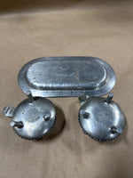 Norwegian Pewter Sugar And Creamer With Tray — Signed