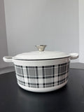 White Plaid Masterclass Enameled Cast Iron Dutch Oven