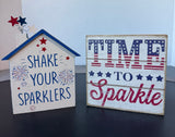 Pair of Sparklers Patriotic Wood Block Signs