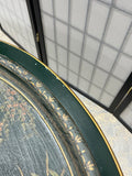 Green Painted Oval Coffee Table with Decorative Plastic Tray